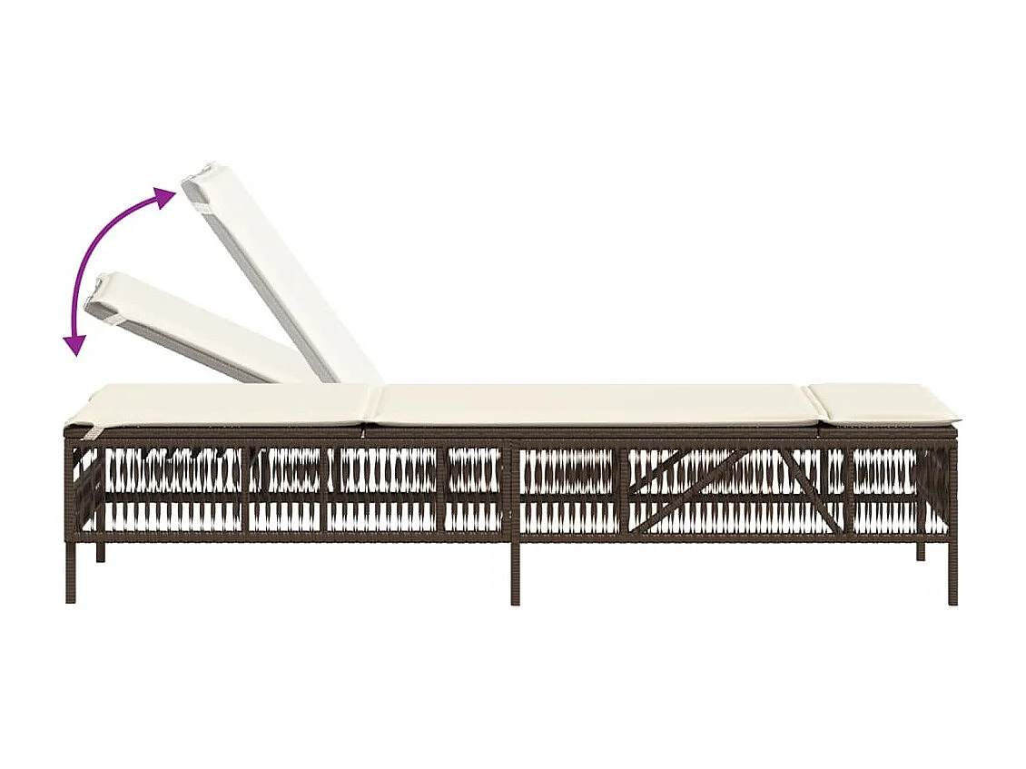 Sonnenliegen 2 Stk. mit Tisch Braun Poly Rattan