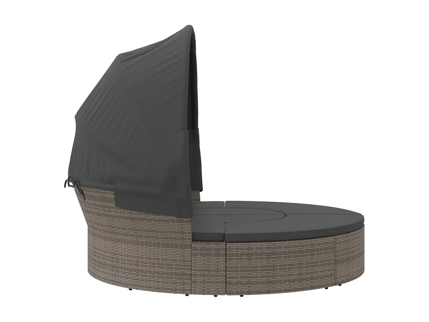 Lettino Prendisole Esterno Tetto e Cuscini Grigio in Polyrattan