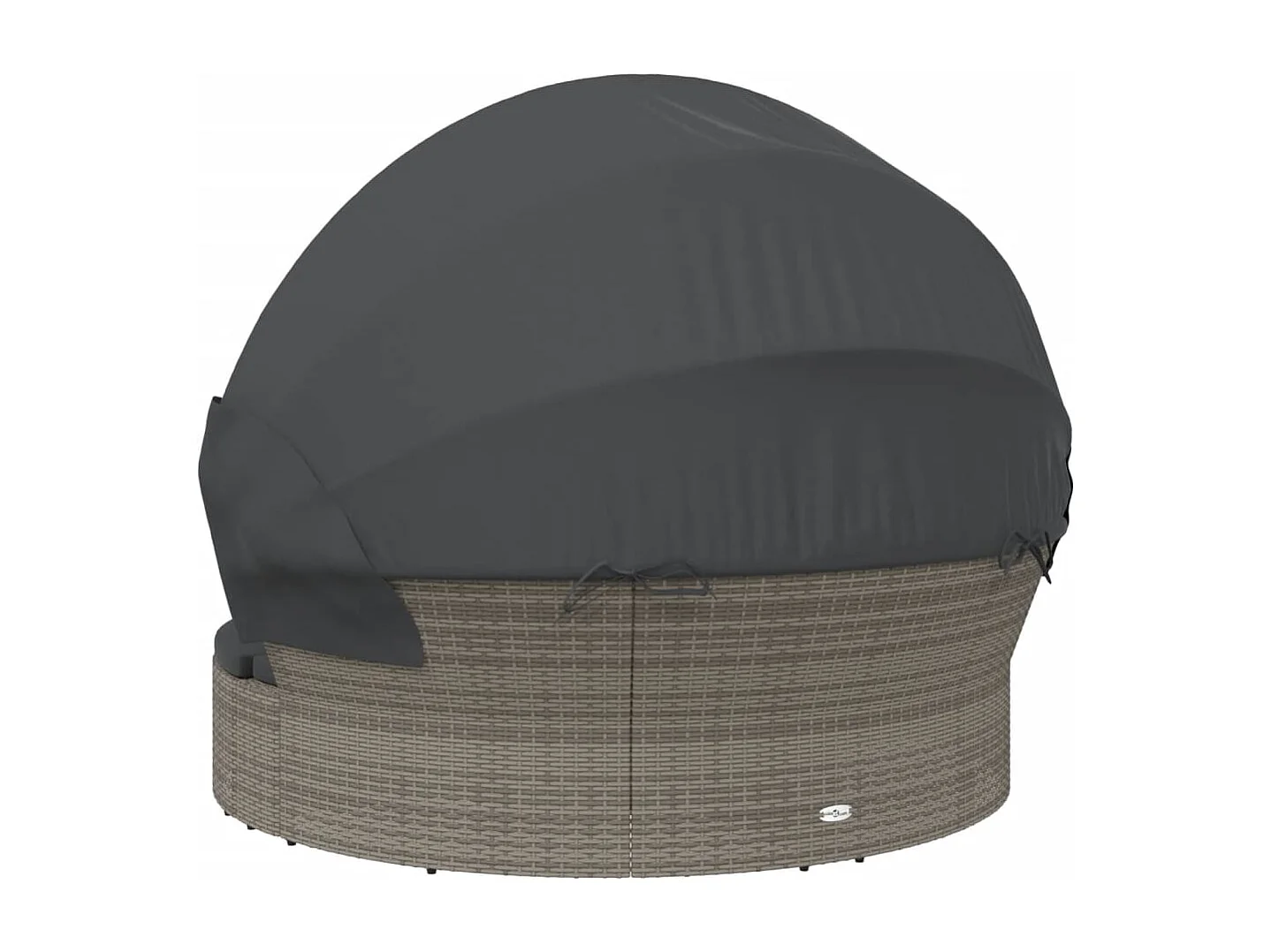 Lettino Prendisole Esterno Tetto e Cuscini Grigio in Polyrattan