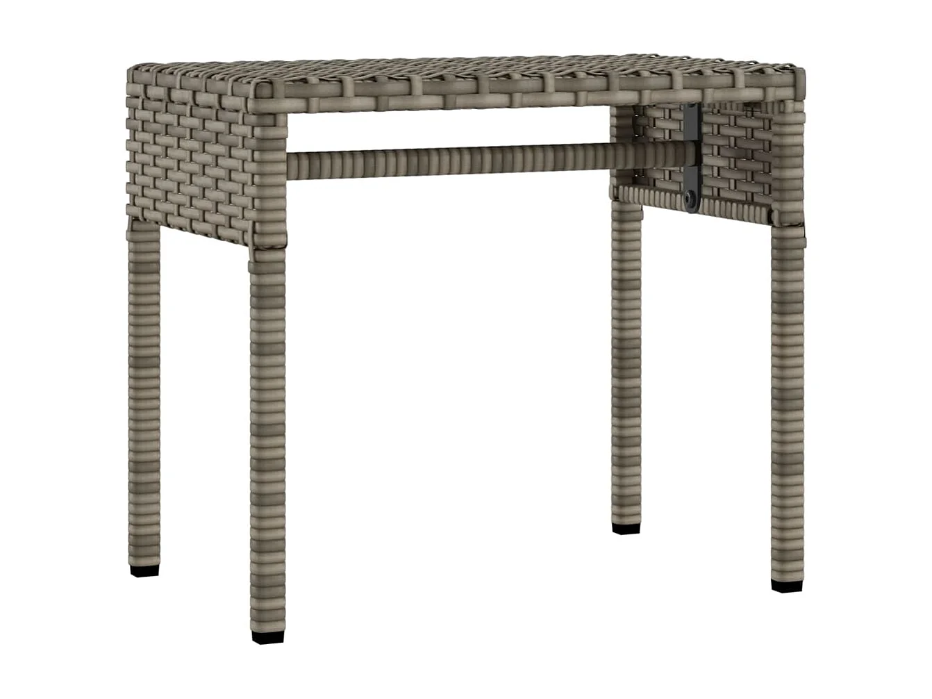 Ligbedden 2 st met luifels en tafel poly rattan grijs