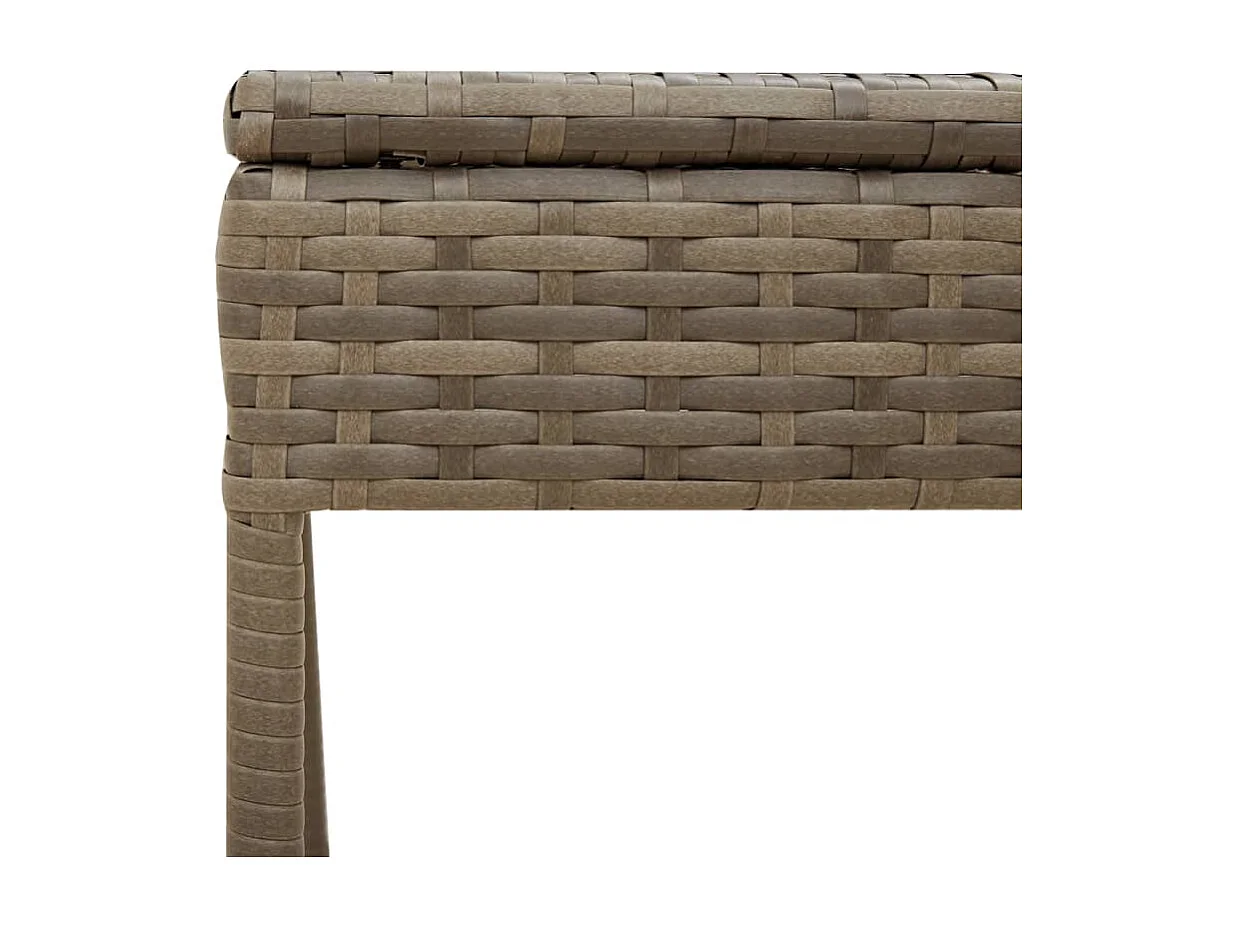 Ligbedden 2 st met luifels en tafel poly rattan grijs