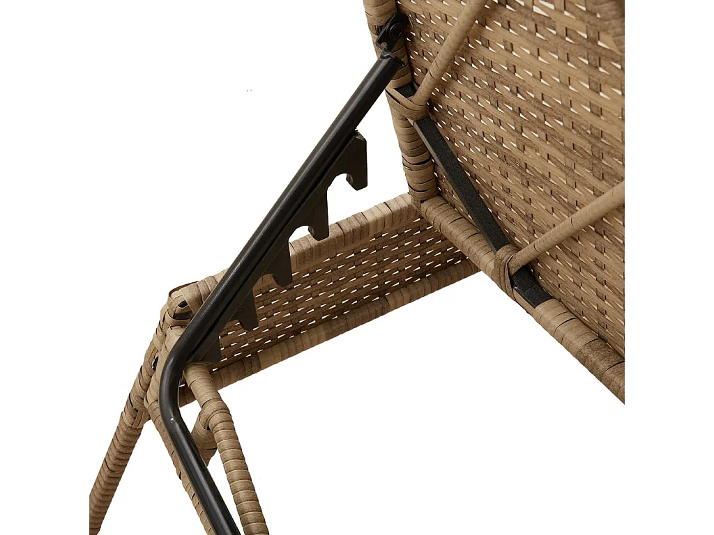 Ligstoelen 2 st met kussens poly rattan beige