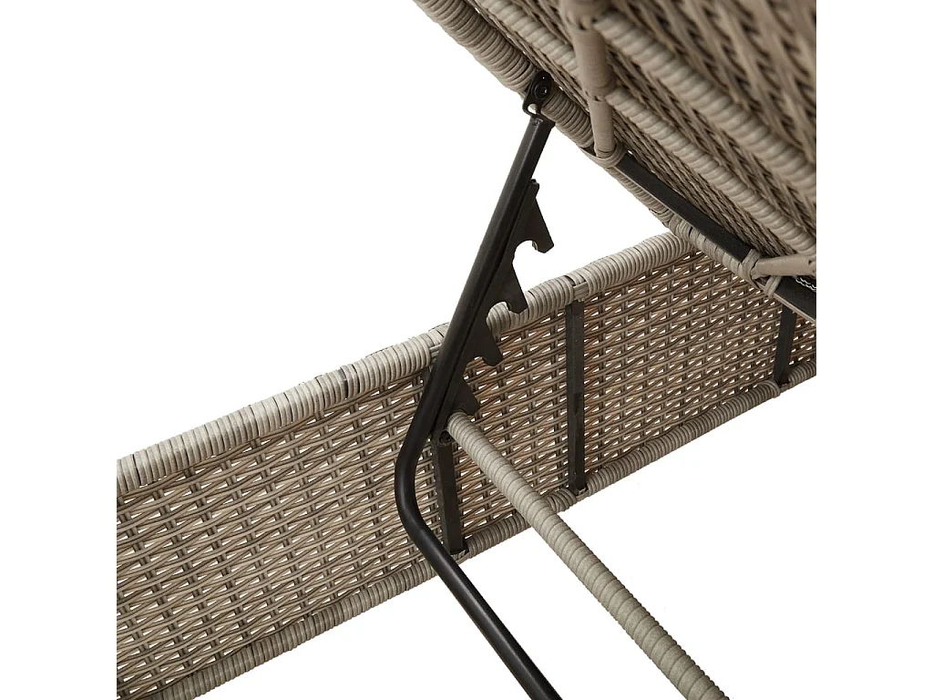 3-delige Ligbeddenset met kussens poly rattan lichtgrijs