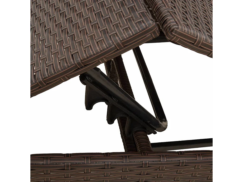 Ligstoelen 2 st met kussens poly rattan bruin