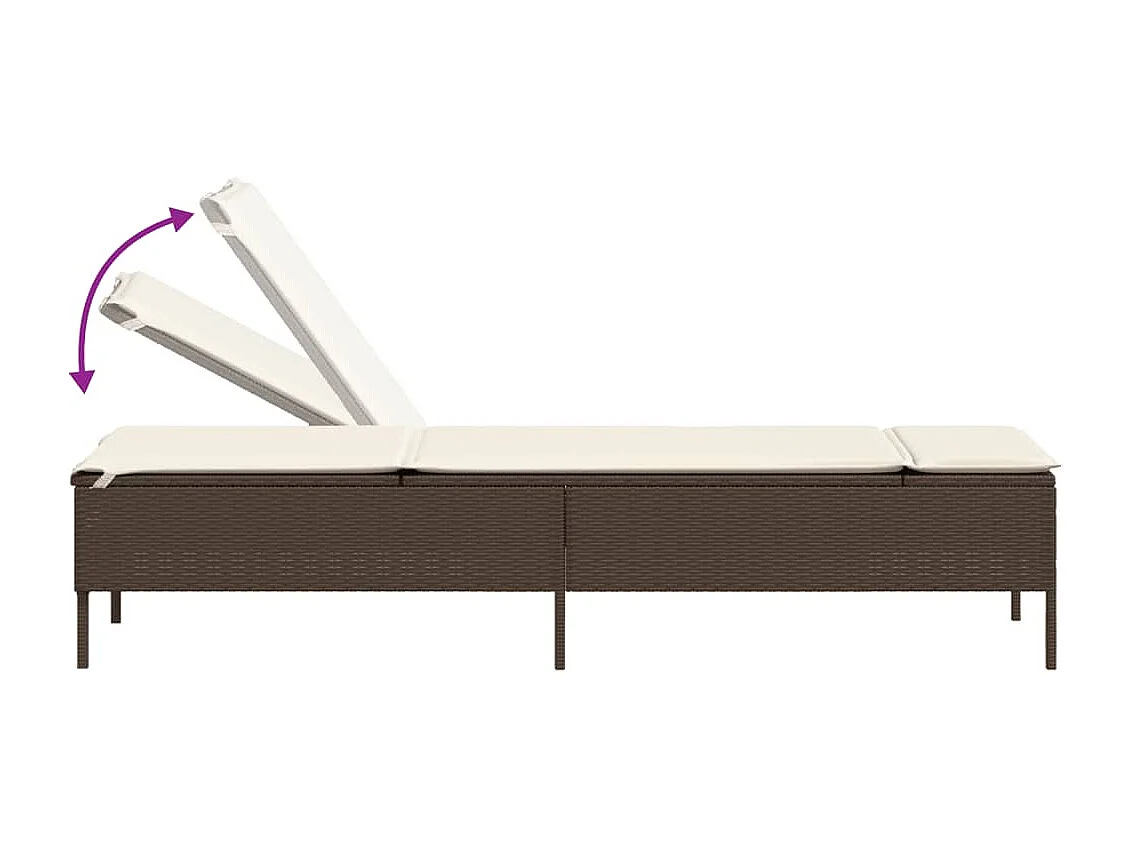 Ensemble de chaises longues et coussins 3 pcs marron poly rotin
