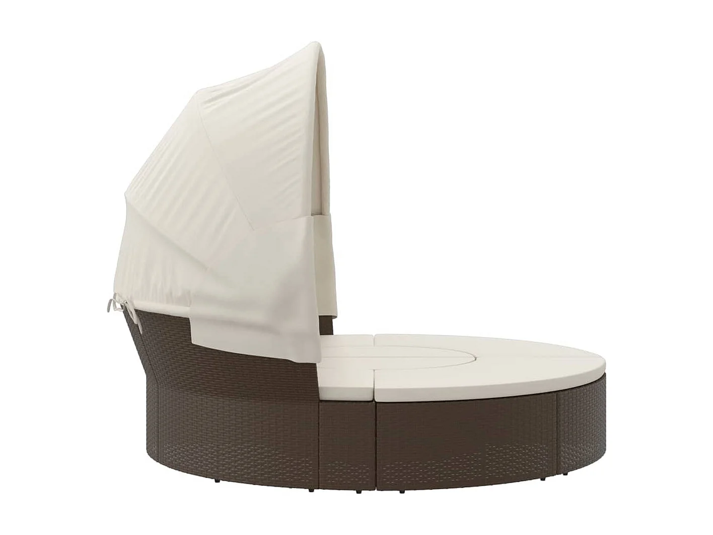 Cama lounge de exterior c/ toldo e almofadões vime PE castanho