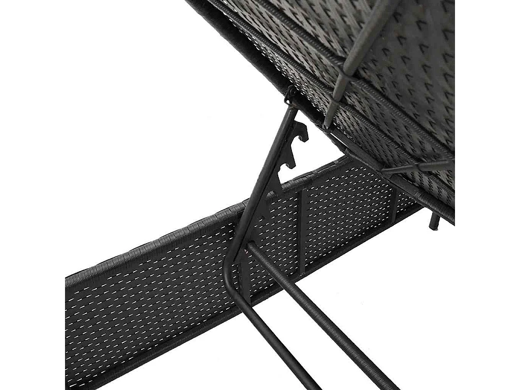 3-delige Ligbeddenset met kussens poly rattan zwart