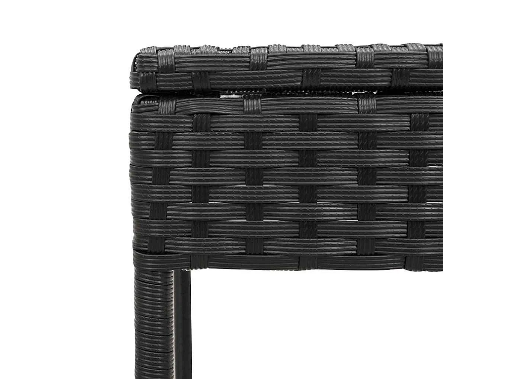 3-delige Ligbeddenset met kussens poly rattan zwart