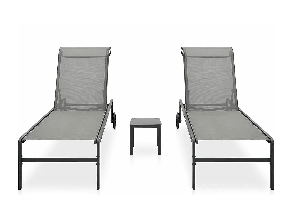 Ligbedden 2 st met tafel textileen en staal