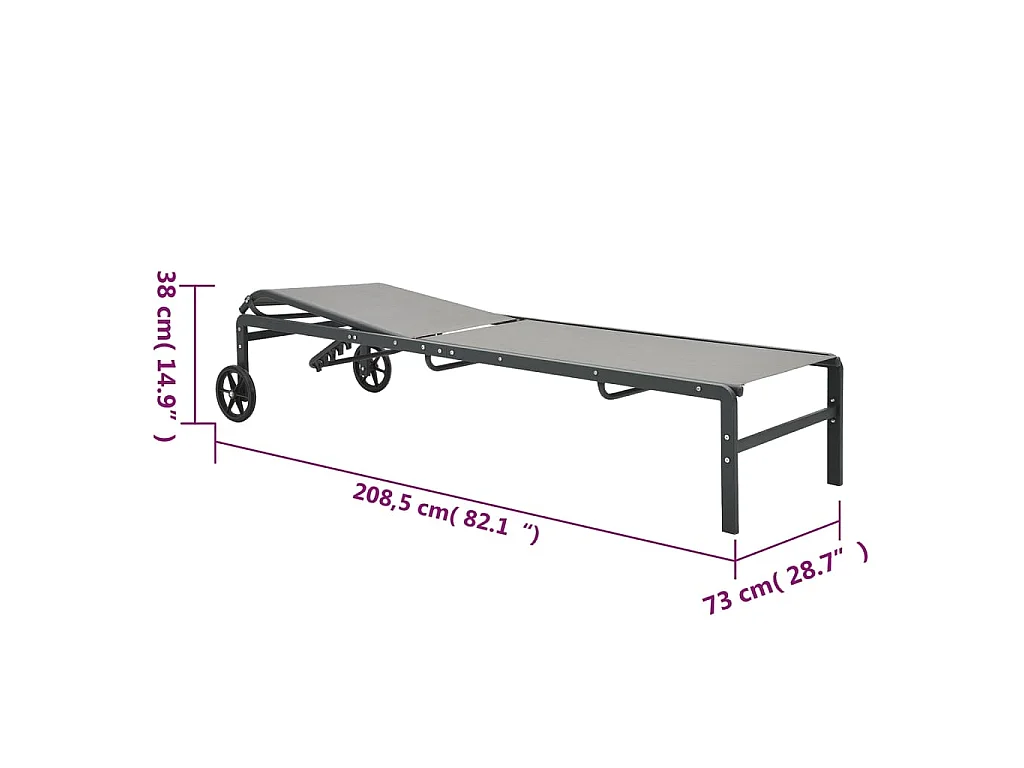 Sonnenliegen 2 Stk. mit Tisch Textilene und Stahl