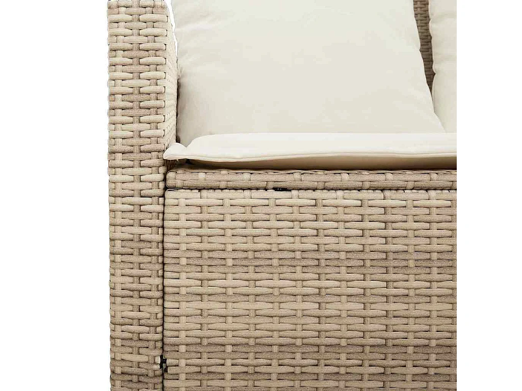 Tuinbank 3-zits met kussens & tafel poly rattan beige