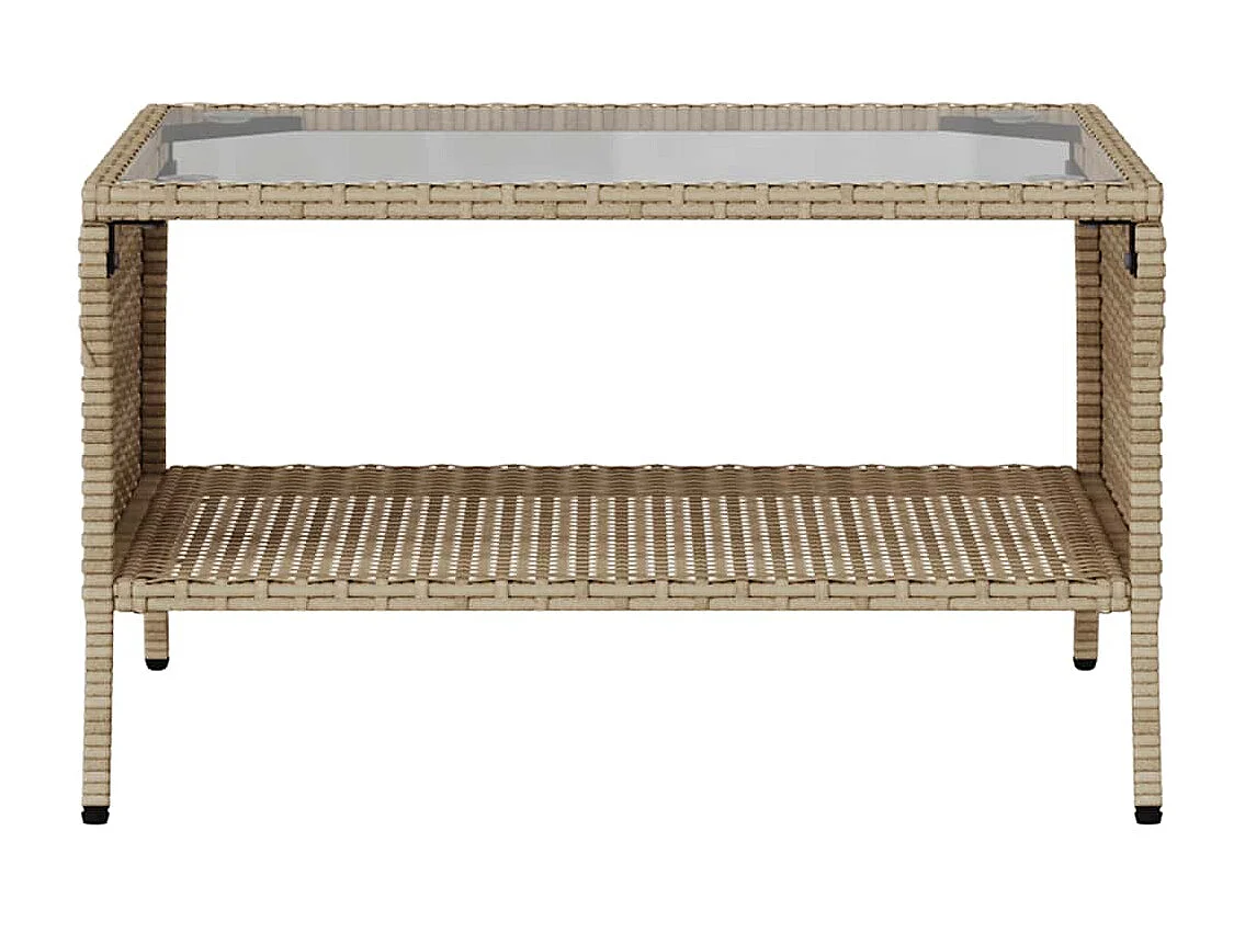 Tuinbank 2-zits met kussens & tafel poly rattan beige