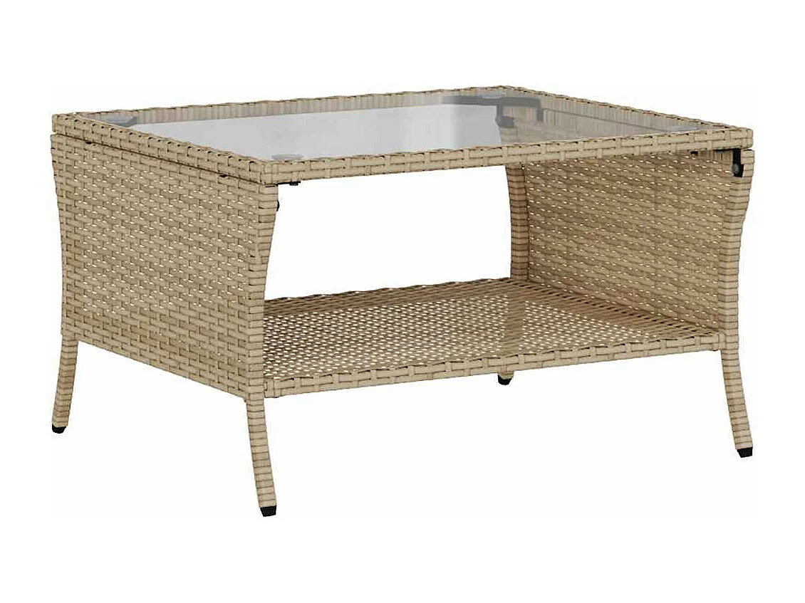 Tuinbank 2-zits met kussens & tafel poly rattan beige