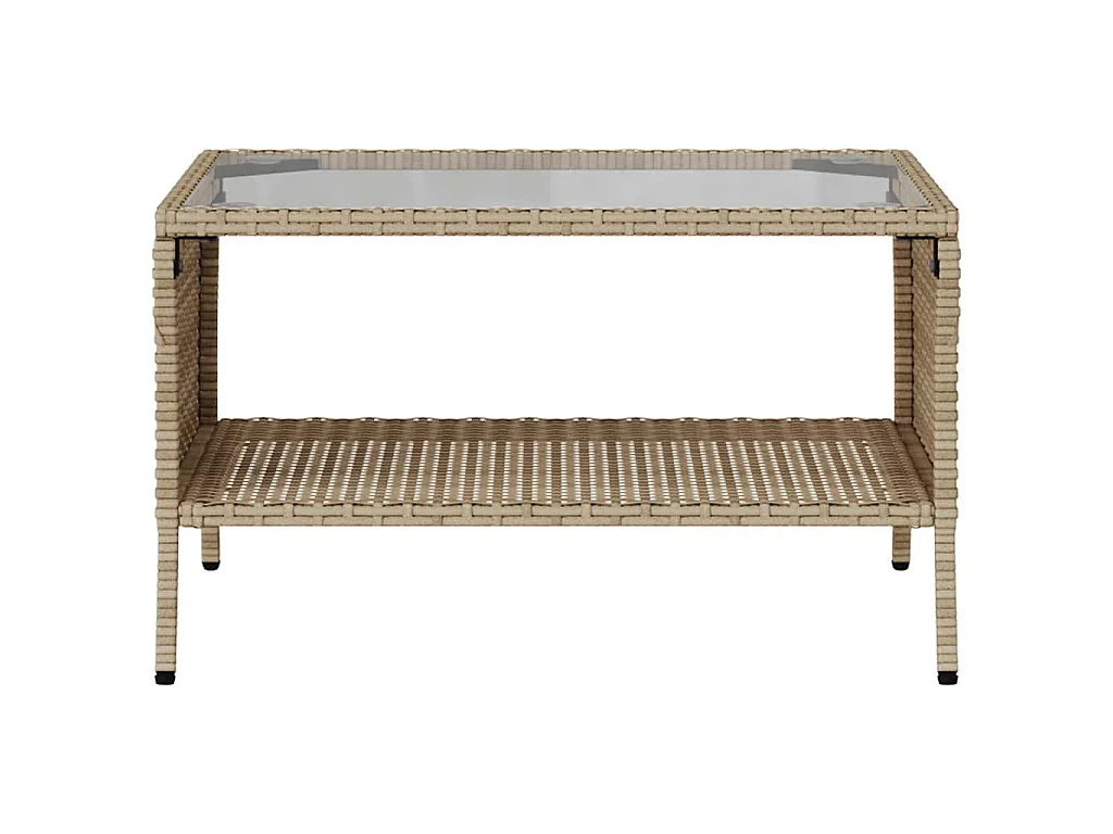 Canapé de jardin 2places coussins et table beige résine tressée
