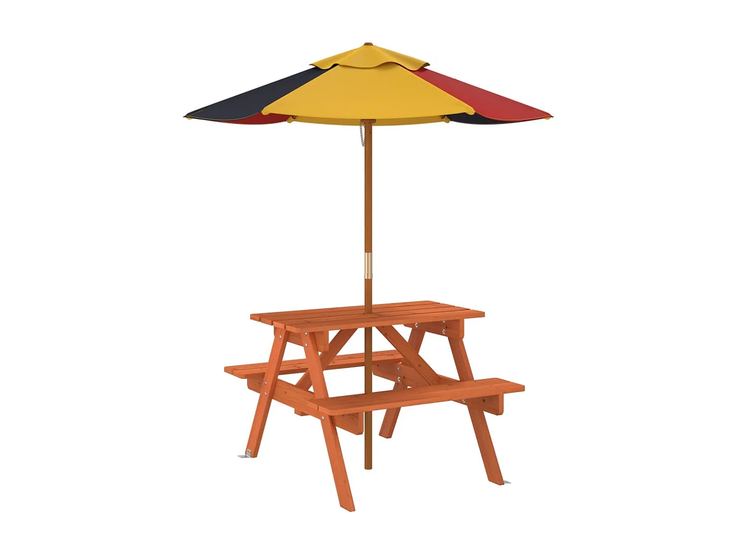 Table de pique-nique pour 4 enfants avec parasol bois de sapin