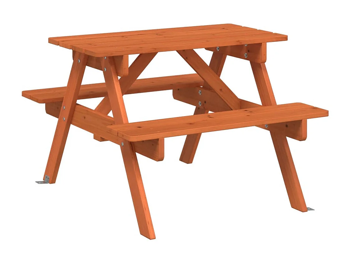 Picknicktisch für 4 Kinder mit Sonnenschirm Massivholz Tanne