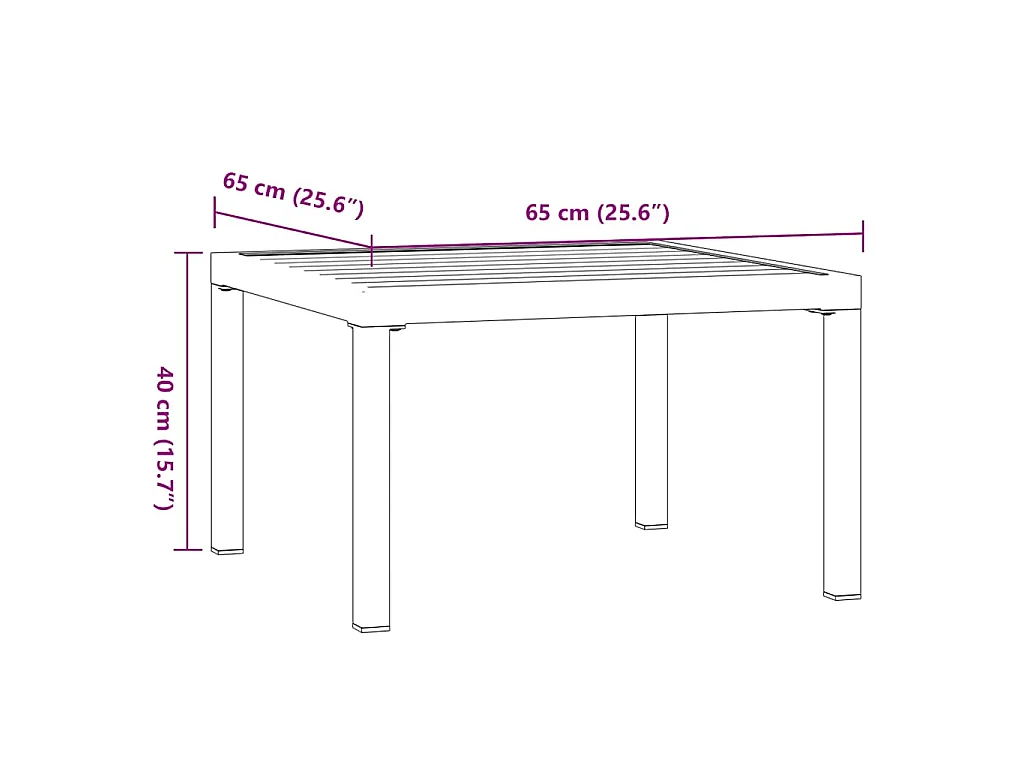 Table basse de jardin noir 65x65x40 cm aluminium