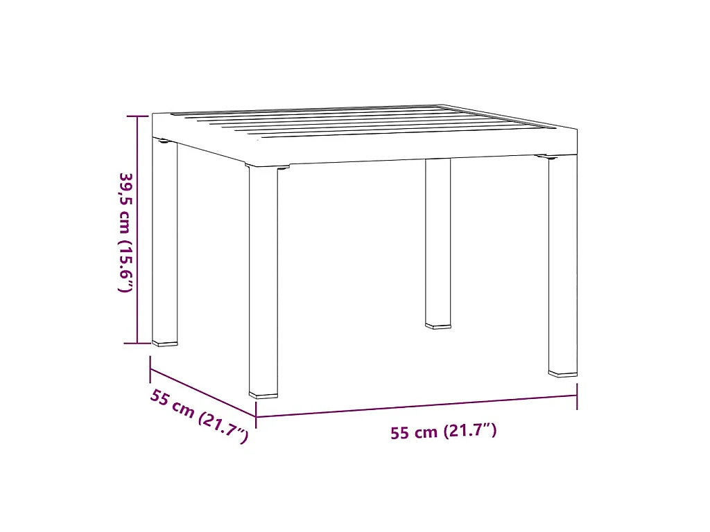 Table basse de jardin noir 55x55x39,5 cm acier enduit de poudre
