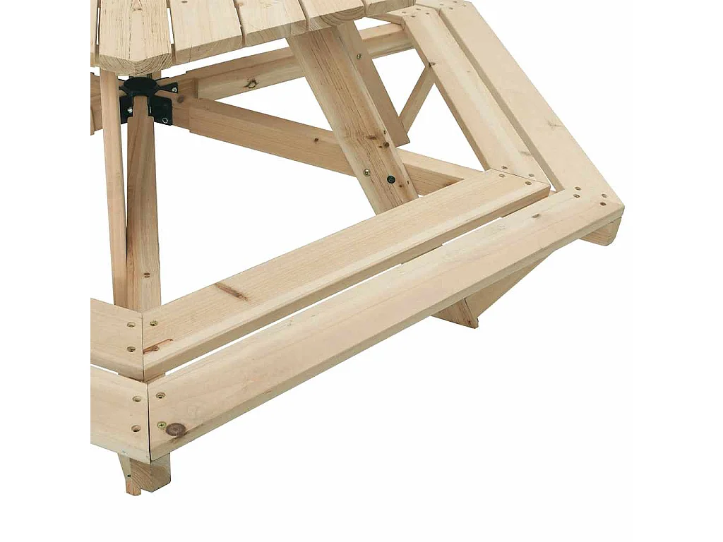 Mesa de picnic hexagonal 6 niños agujero sombrilla madera abeto