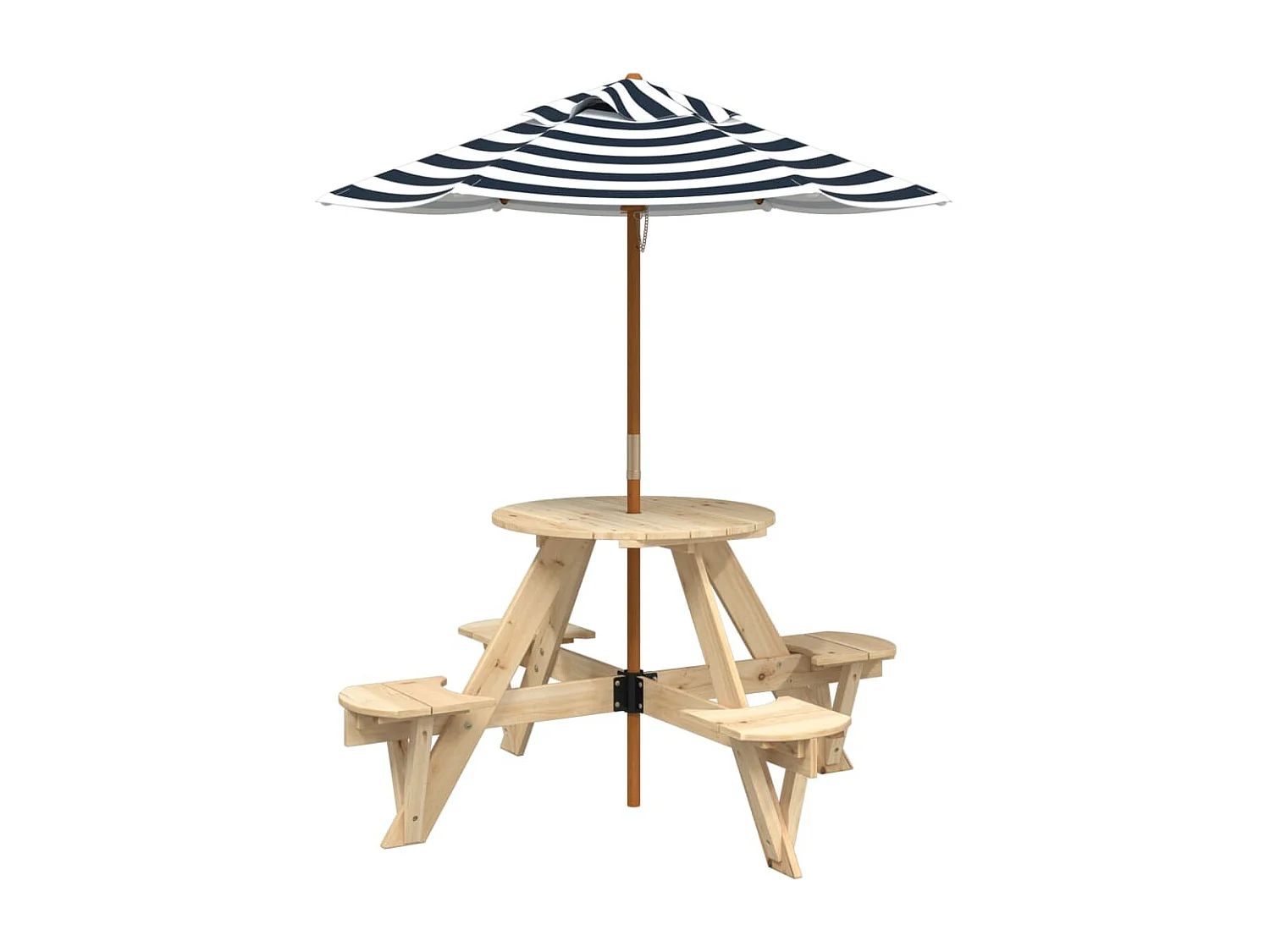 Table de pique-nique pour 4 enfants avec parasol rond sapin