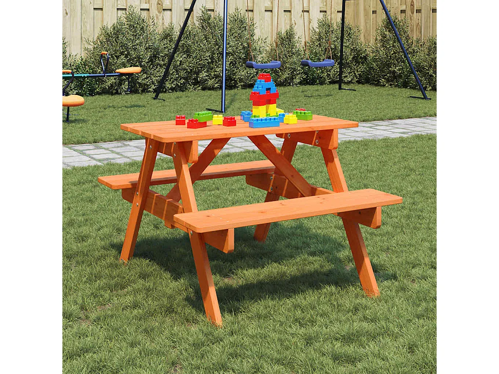 Tavolo da Picnic per 4 Bambini con Foro Ombrellone Legno Abete