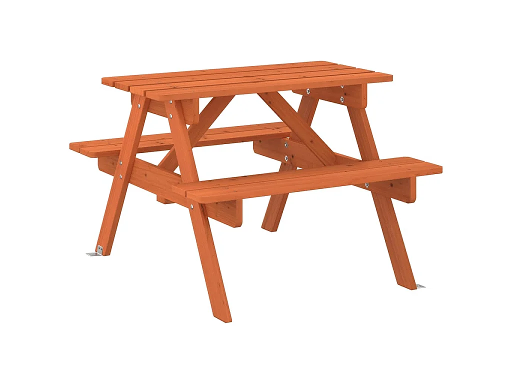 Table de pique-nique pour 4 enfants avec trou de parasol sapin
