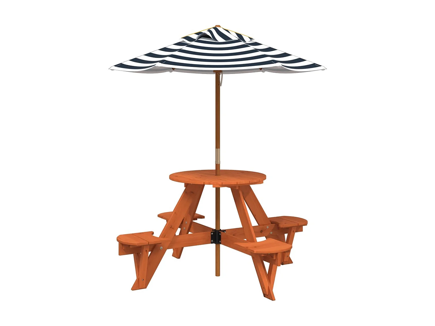 Table de pique-nique pour 4 enfants avec parasol rond sapin