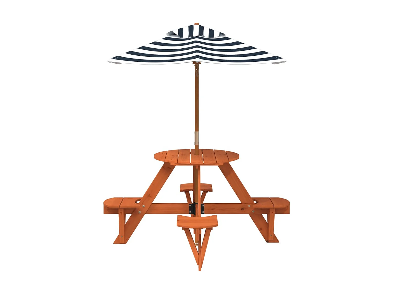 Table de pique-nique pour 4 enfants avec parasol rond sapin