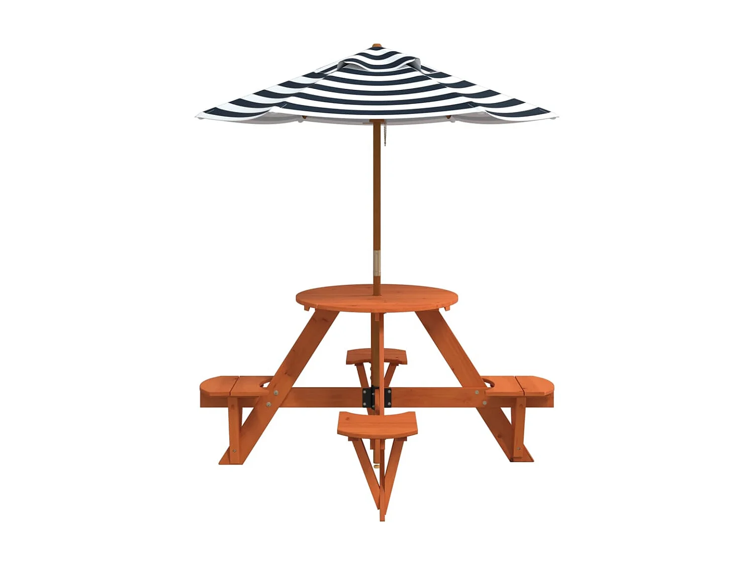 Table de pique-nique pour 4 enfants avec parasol rond sapin