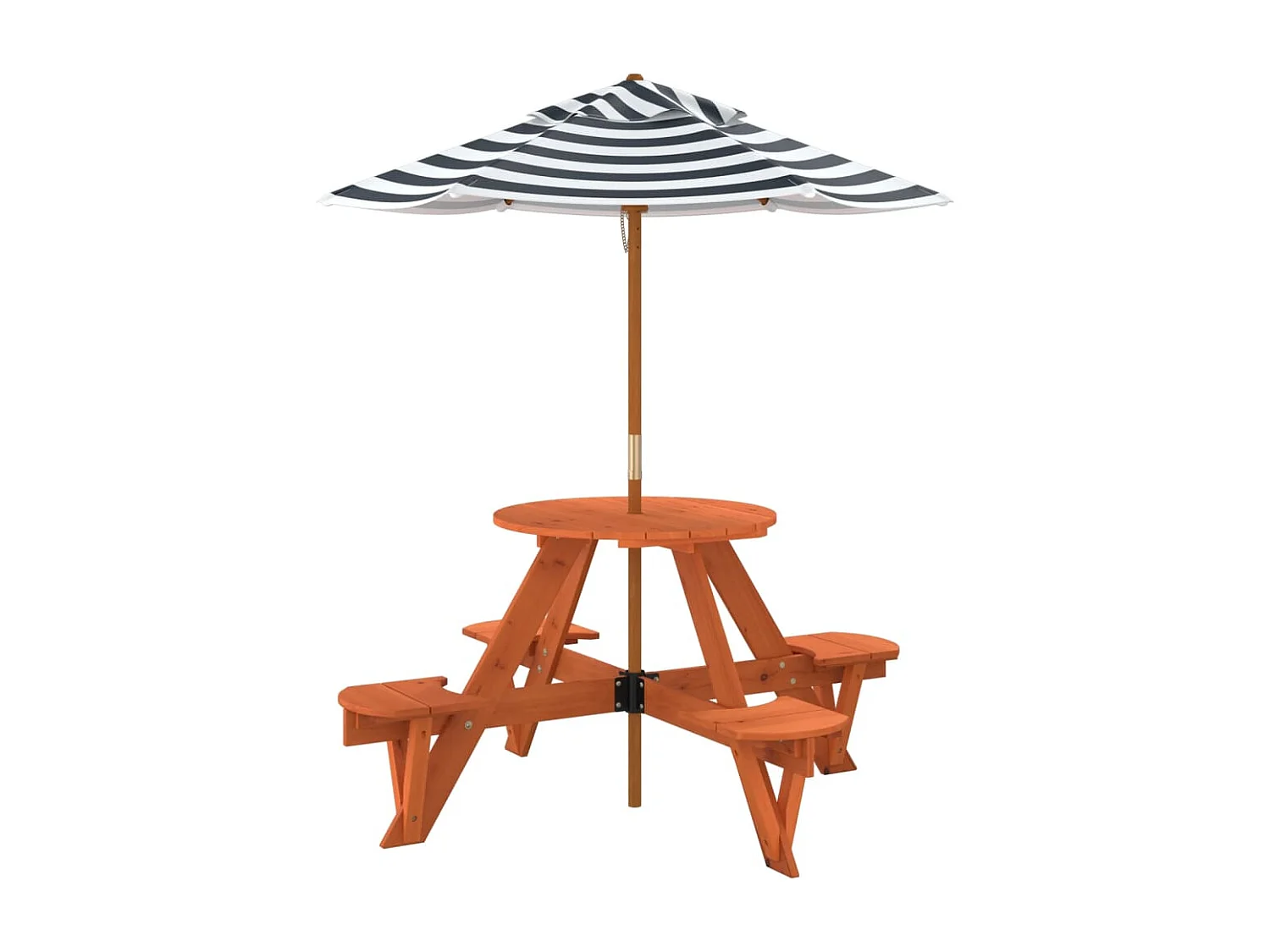 Table de pique-nique pour 4 enfants avec parasol rond sapin