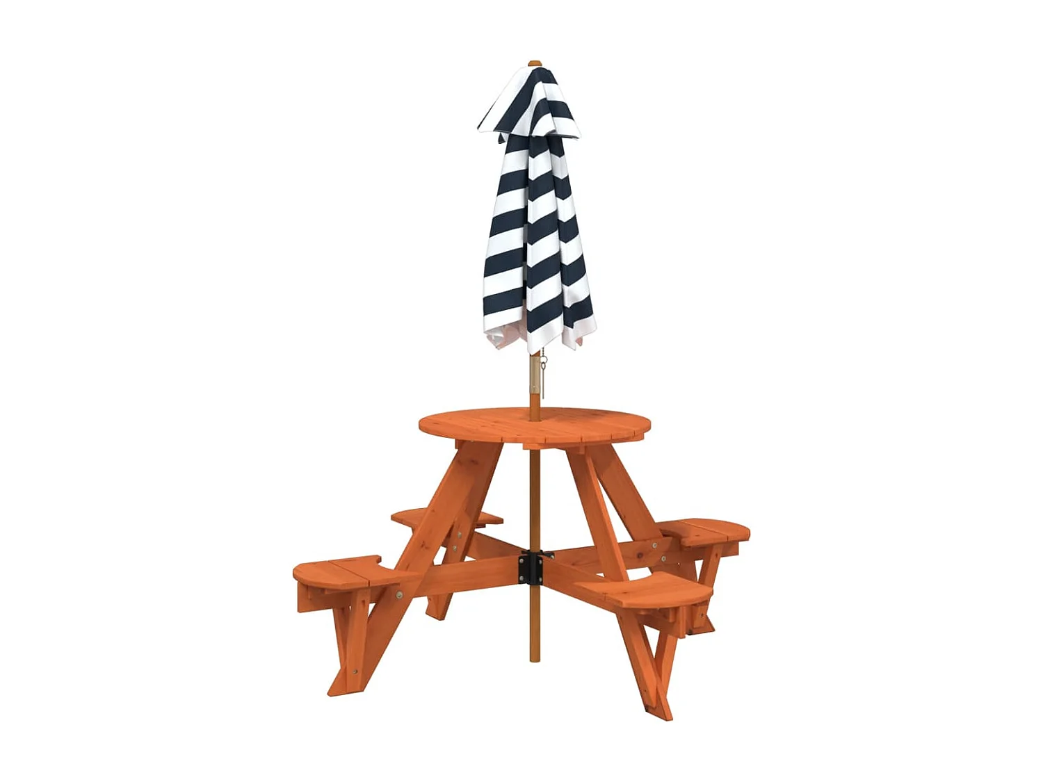 Table de pique-nique pour 4 enfants avec parasol rond sapin