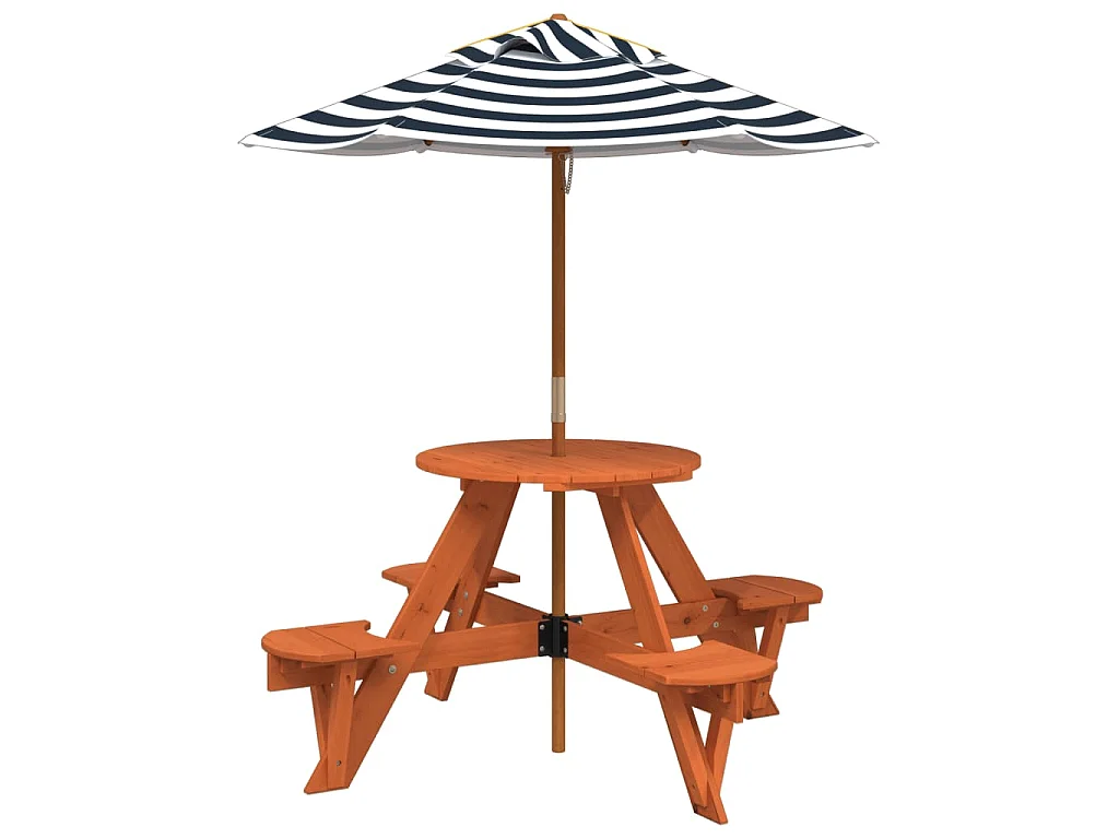 Mesa de picnic para 4 niños agujero para sombrilla madera abeto