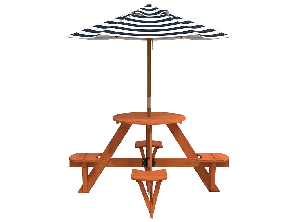Mesa de picnic para 4 niños agujero para sombrilla madera abeto