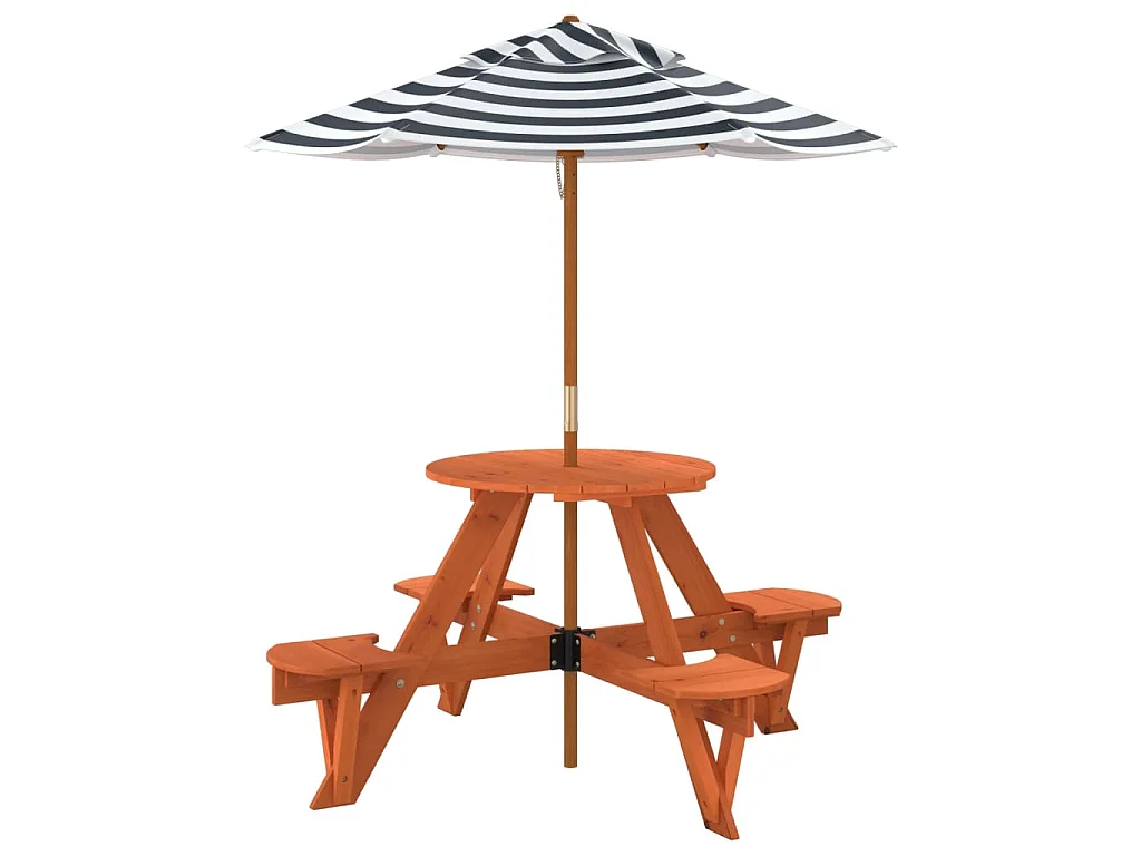 Mesa de picnic para 4 niños agujero para sombrilla madera abeto