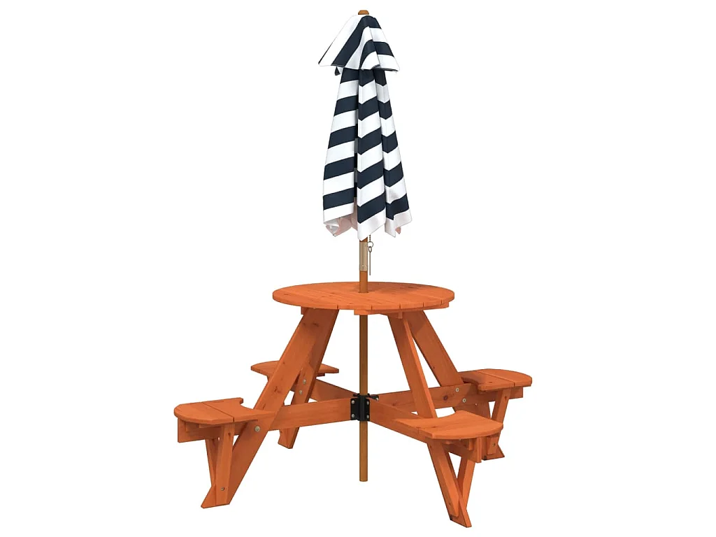 Mesa de picnic para 4 niños agujero para sombrilla madera abeto