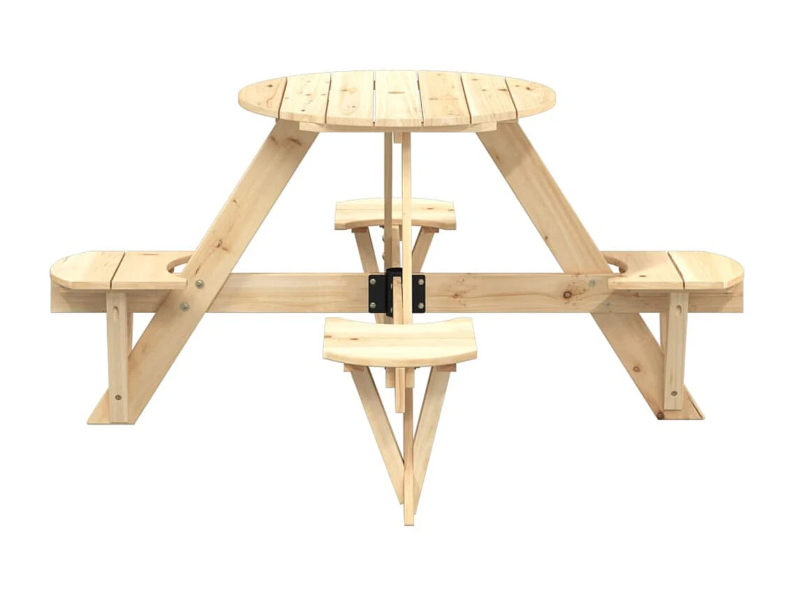 Table de pique-nique pour 4 enfants avec trou de parasol rond