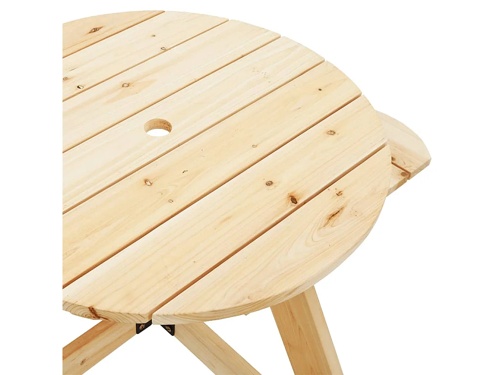 Table de pique-nique pour 4 enfants avec trou de parasol rond