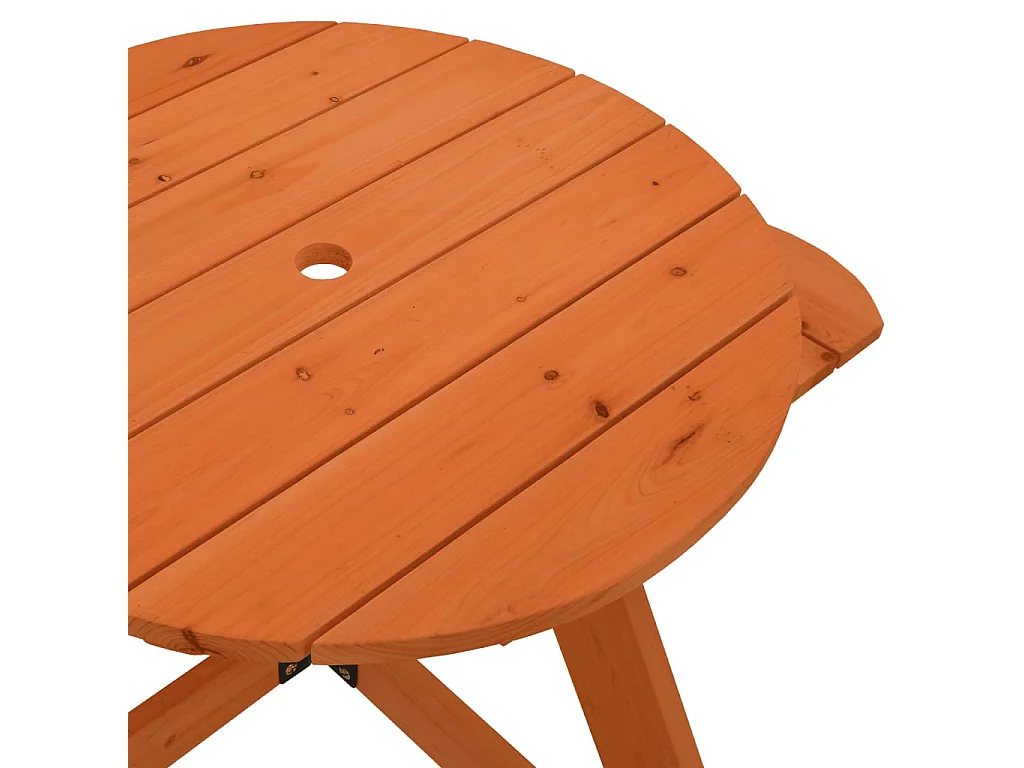 Picknicktafel voor 4 kinderen met parasolgat rond vurenhout