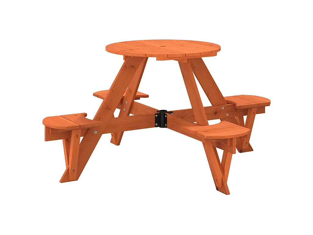 Mesa piquenique redonda p/ 4 crianças madeira de abeto maciça