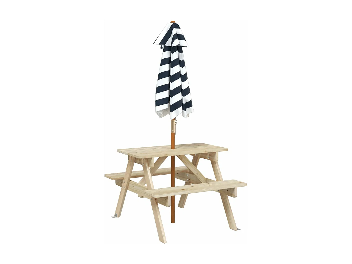 Table de pique-nique pour 4 enfants avec parasol bois de sapin
