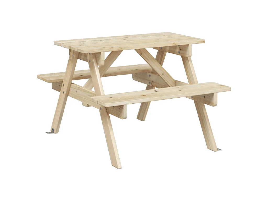 Picknicktisch für 4 Kinder mit Sonnenschirm Massivholz Tanne