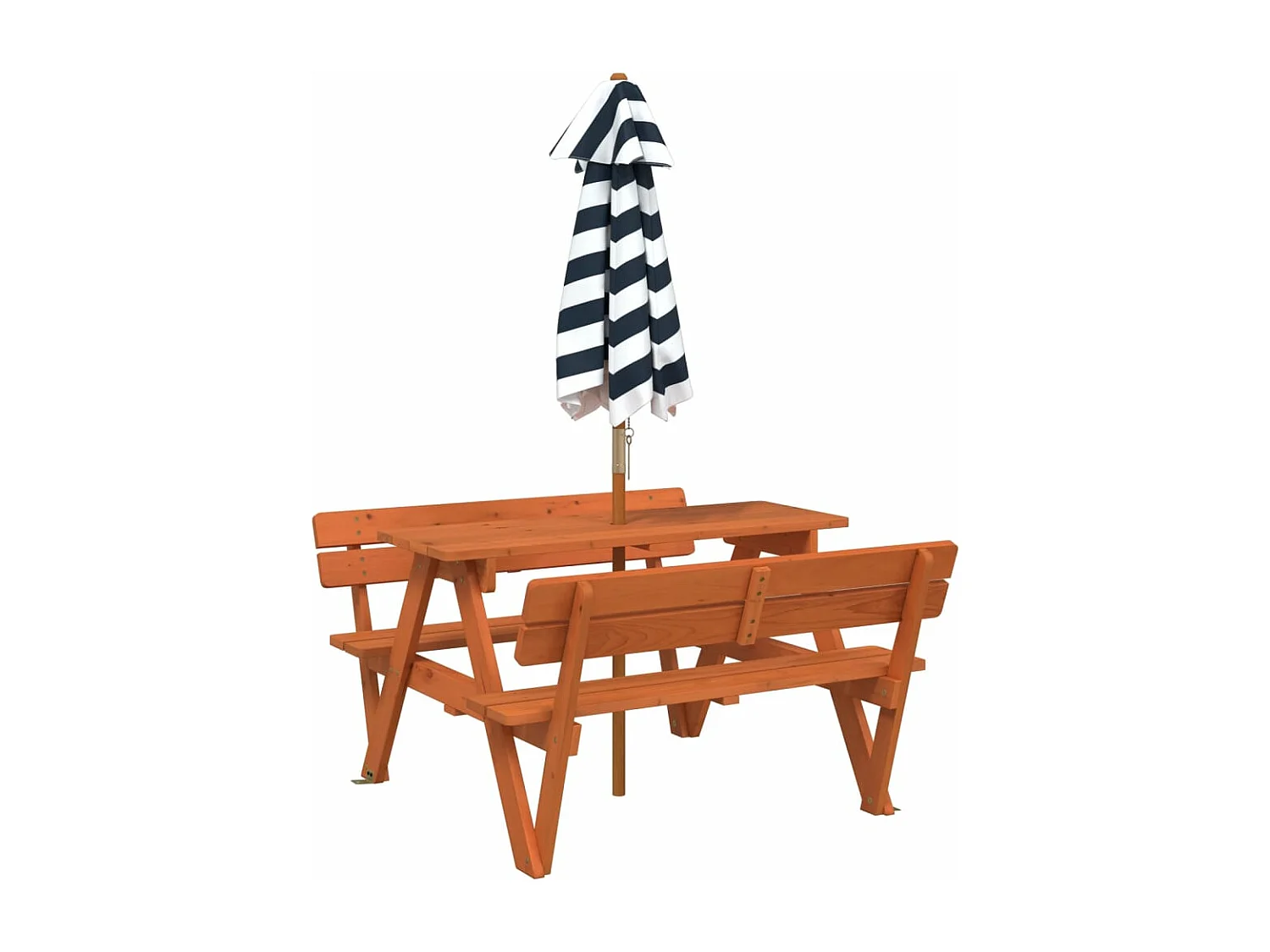 Table de pique-nique pour 4 enfants avec parasol bois de sapin