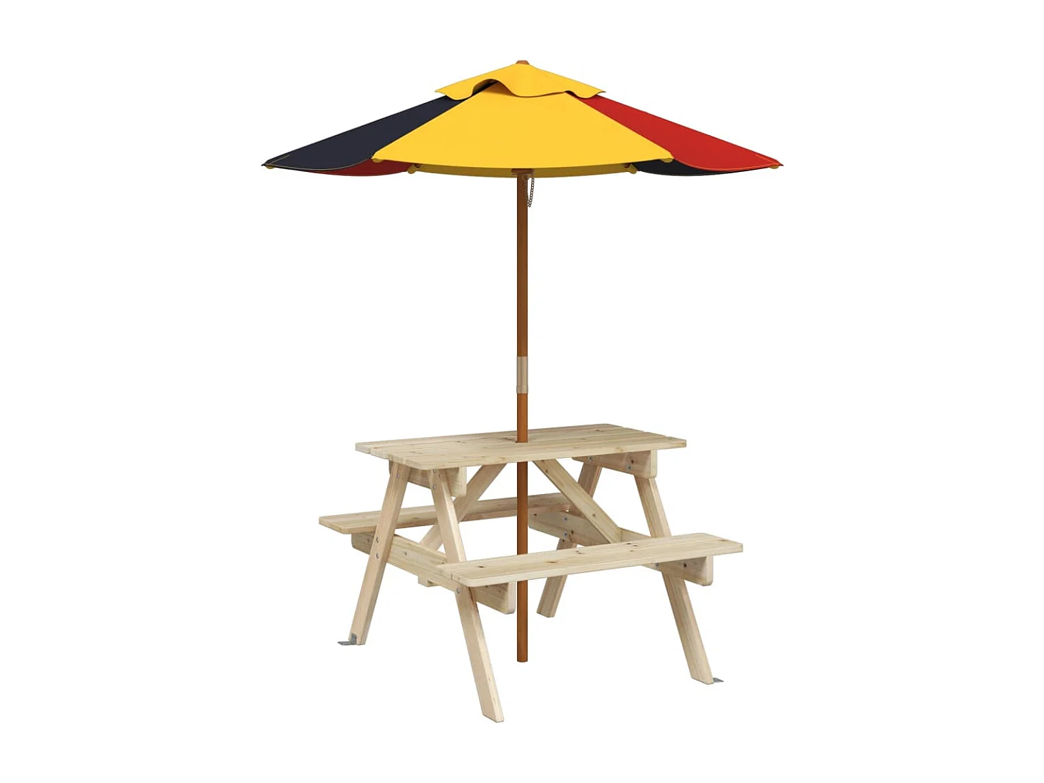 Table de pique-nique pour 4 enfants avec parasol bois de sapin