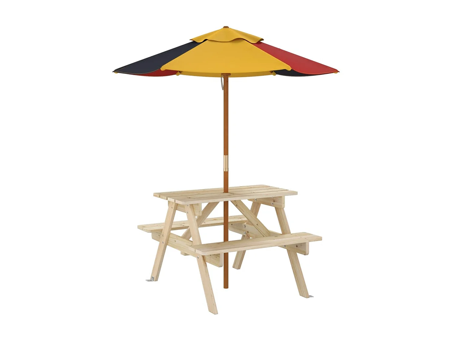 Table de pique-nique pour 4 enfants avec parasol bois de sapin
