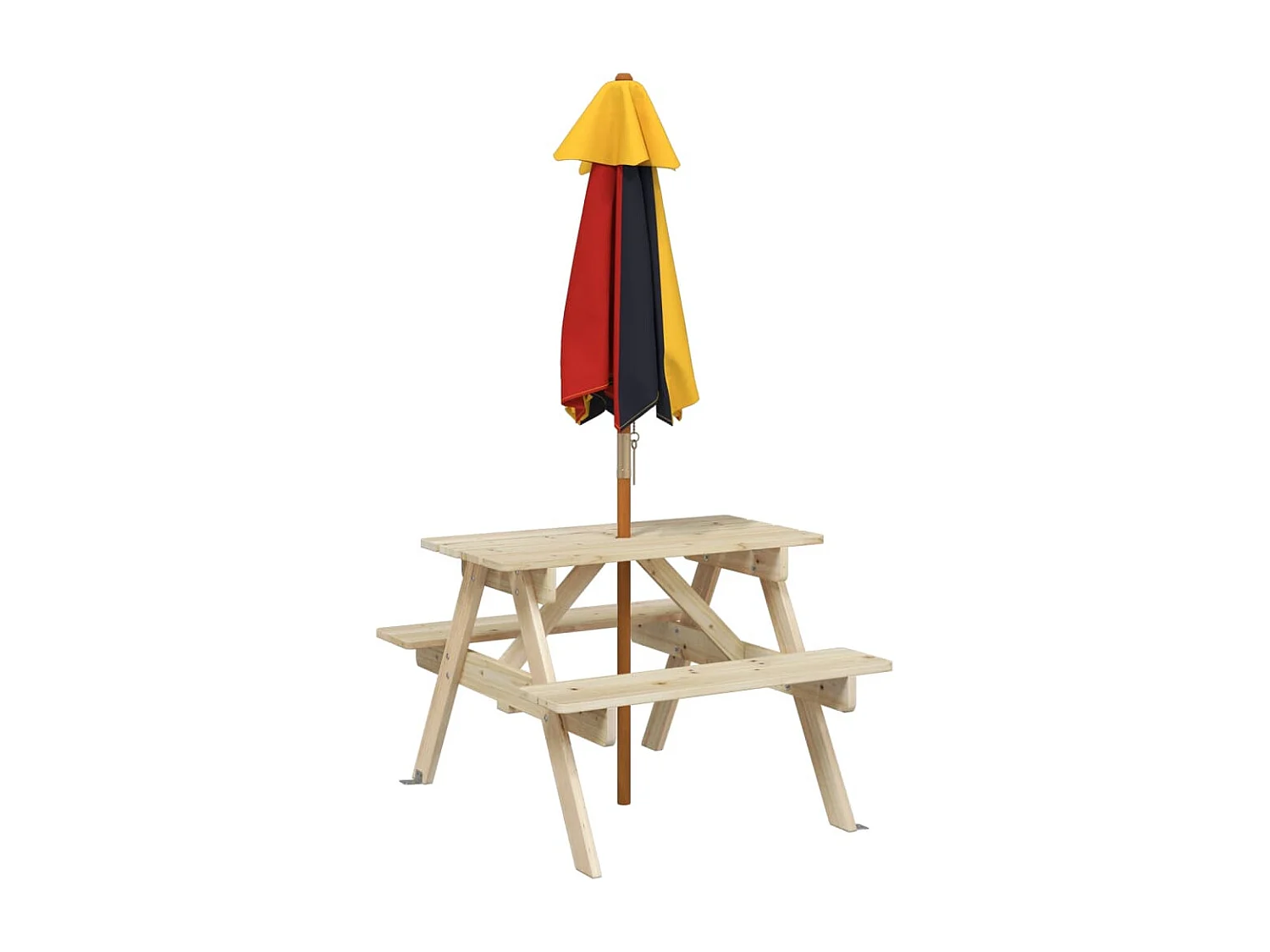 Table de pique-nique pour 4 enfants avec parasol bois de sapin