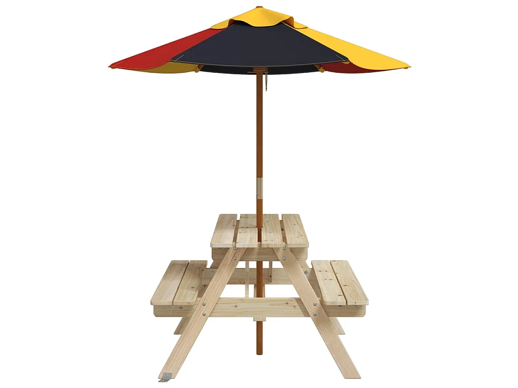 Mesa de picnic para 4 niños agujero para sombrilla madera abeto