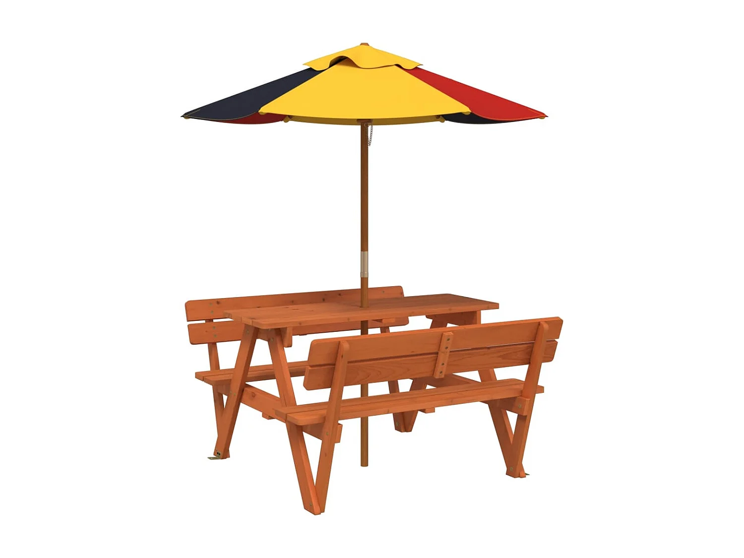Picknicktisch für 4 Kinder mit Sonnenschirm Massivholz Tanne
