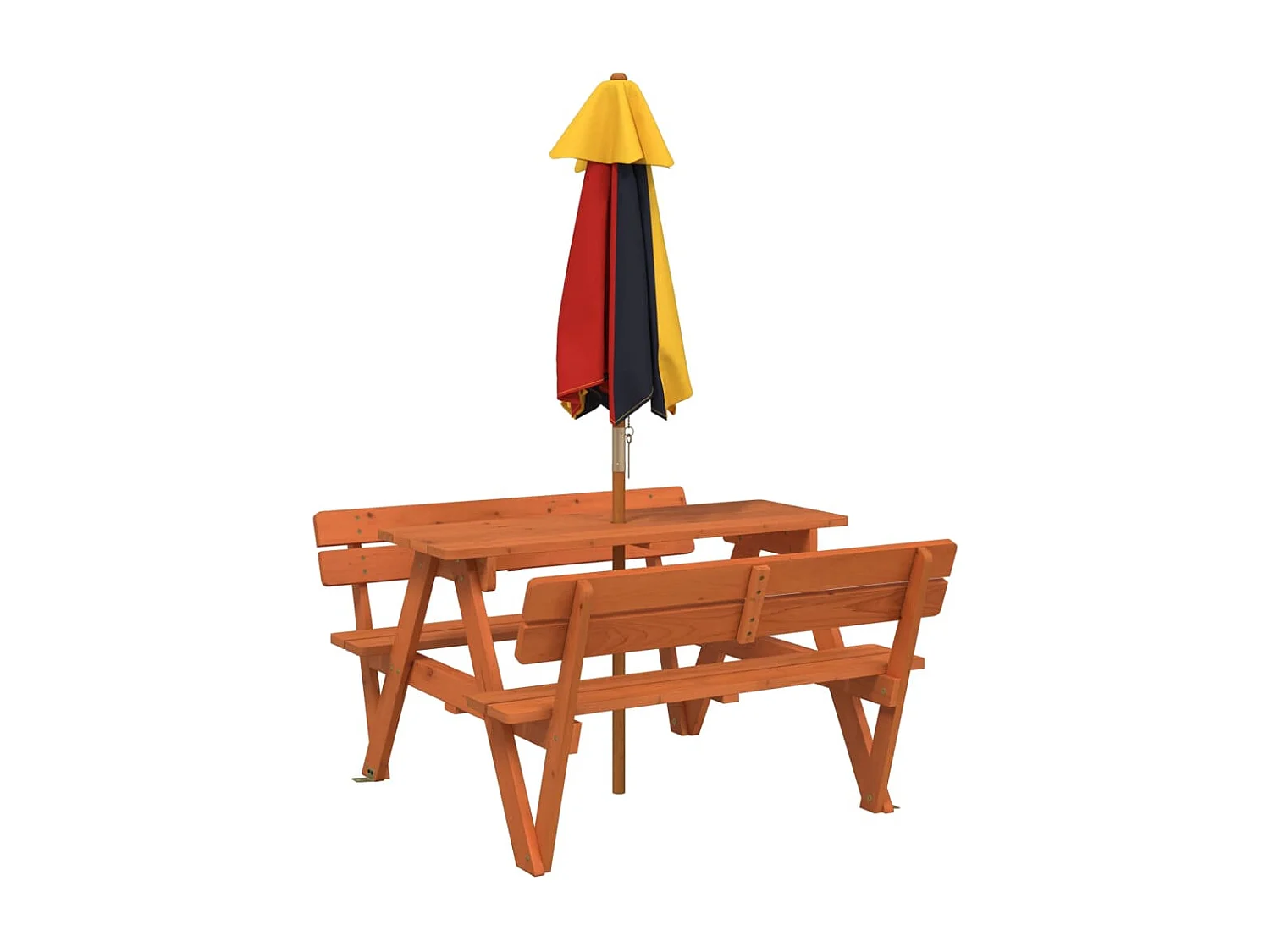 Picknicktisch für 4 Kinder mit Sonnenschirm Massivholz Tanne