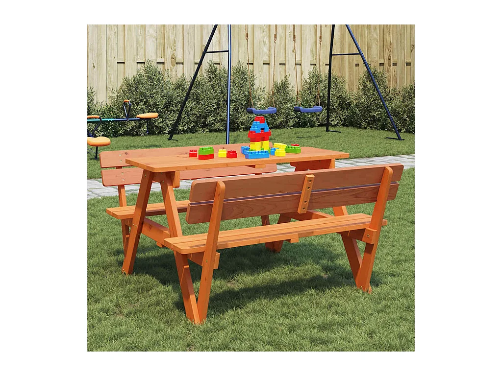 Picknicktisch für 4 Kinder mit Schirmloch Massivholz Tanne