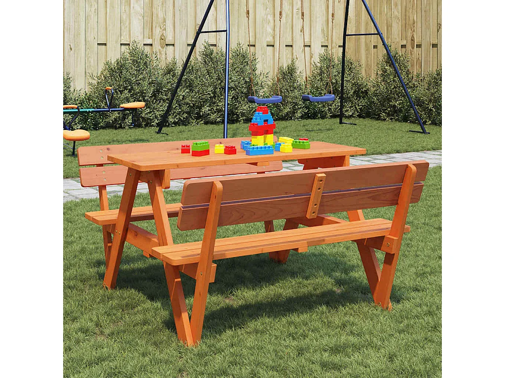 Picknicktisch für 4 Kinder mit Schirmloch Massivholz Tanne